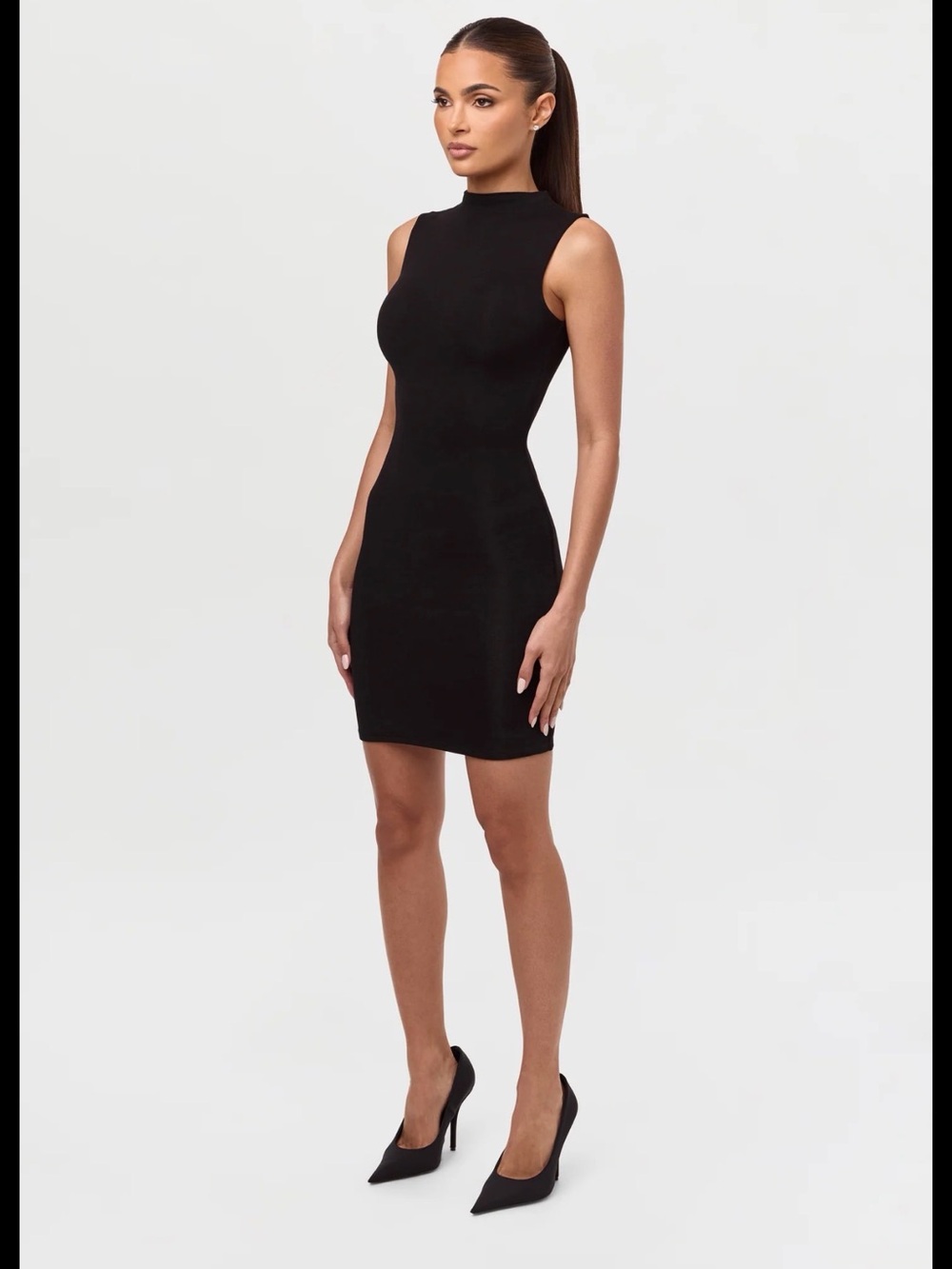 Buky Black Sleeveless High-Neck Mini Dress